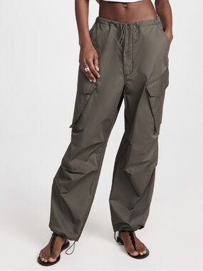 AGOLDE Ginevra Cargo Pants Women's XS Olive Grey Cotton Twill Drawstring Utility